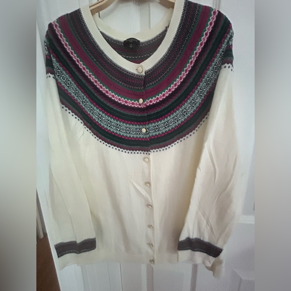 Pretty Fair Isle style cardigan from Talbots. Size 1X